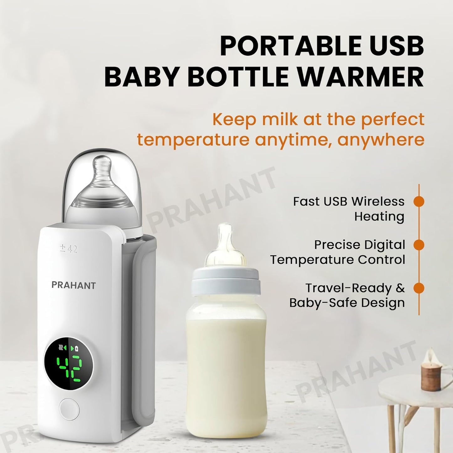 Portable Warmer Bottle,Travel-Friendly,Fast-Heating,Cordless And Rechargable,Precise Temperature Control,Long-Lasting Warming UP to 5Hour,Comfortable Feeding Bottle For Home And Outdoor(bottle not included) (A-1) (B-2)