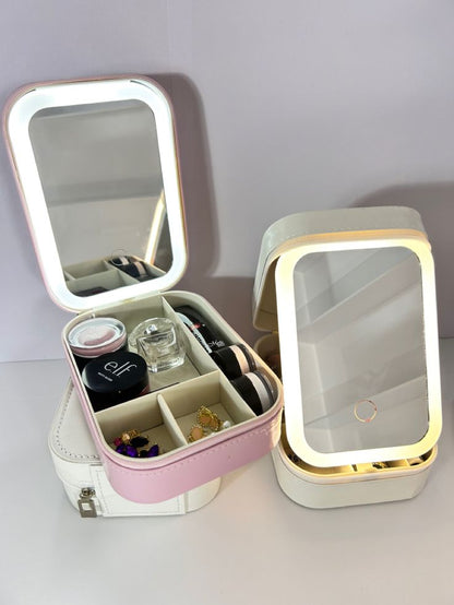 Portable LED Makeup Mirror & Travel Jewelry Case